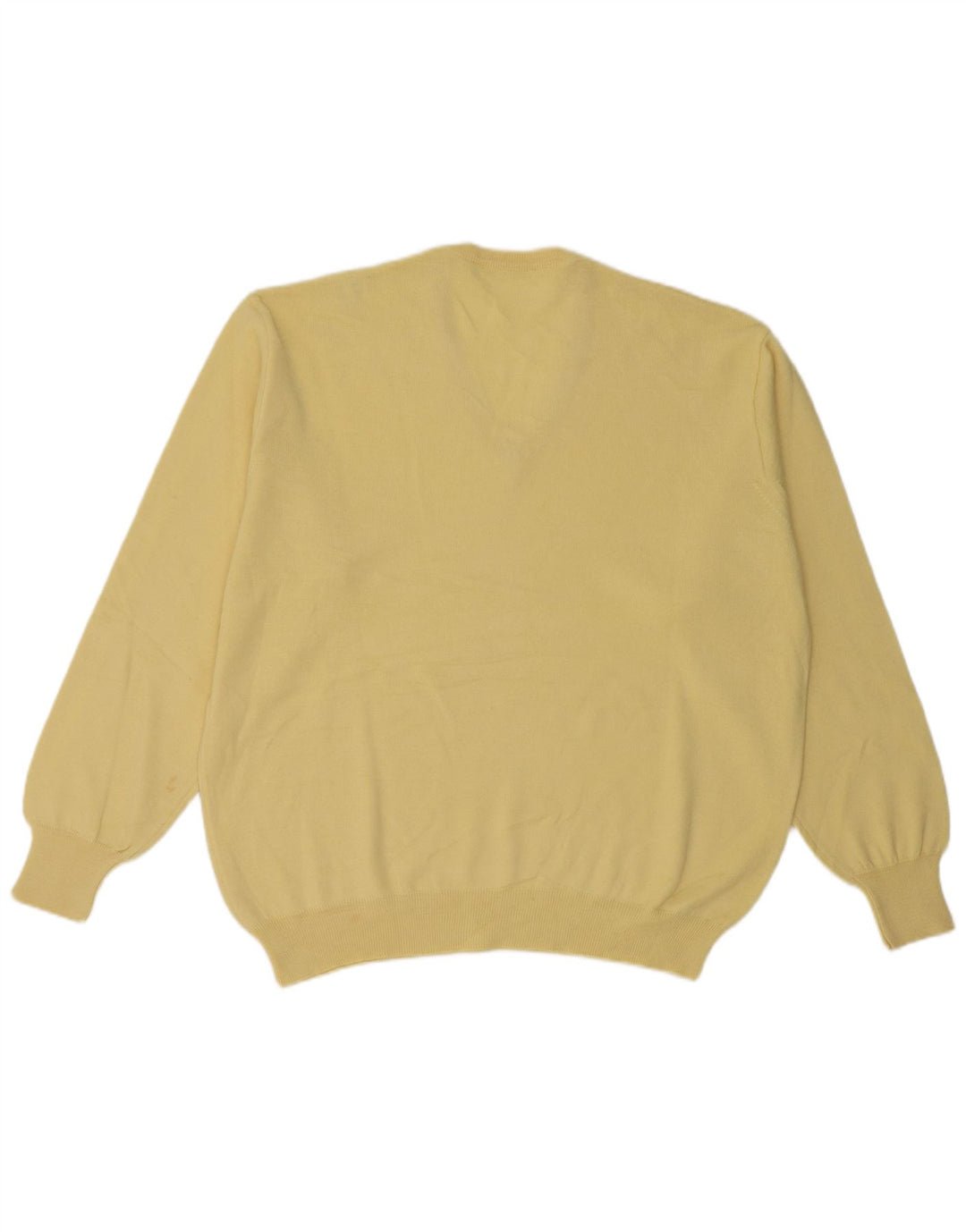 Vintage Mens V-Neck Jumper Sweater Large Yellow