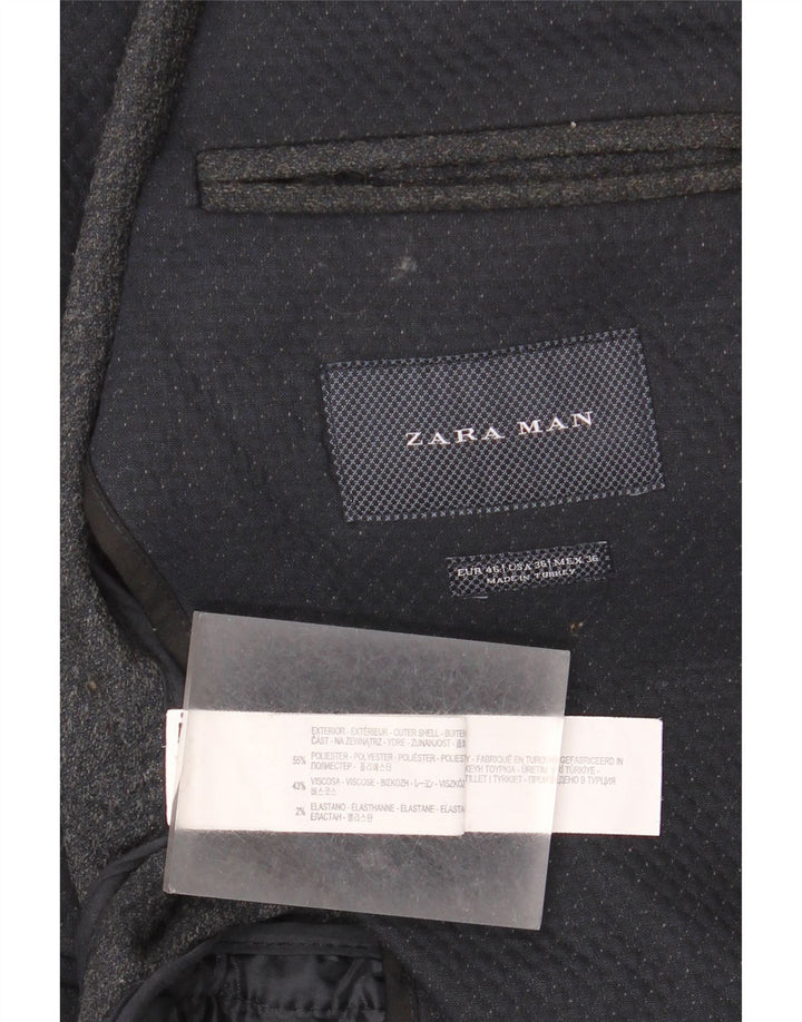 Zara Herren-Blazer mit 2 Knöpfen, EU 46, klein, marineblau, geometrisch, Polyester
