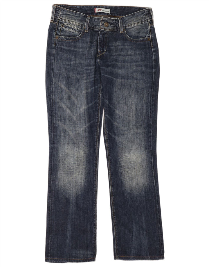 Levi's Womens 470 Straight Jeans W31 L34 Blue Cotton