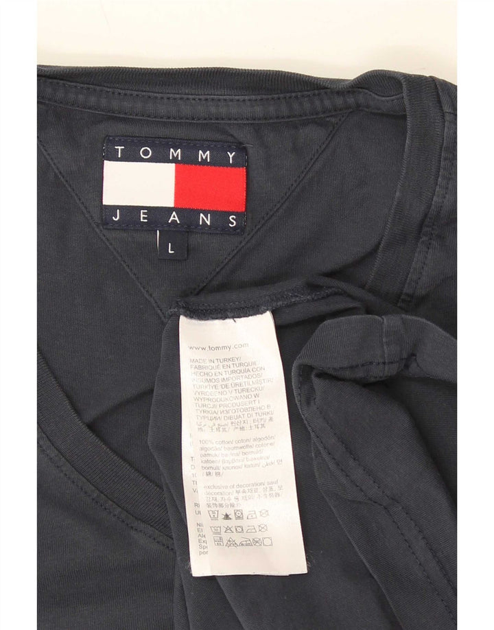 Tommy Hilfiger Mens Regular T-Shirt Top Large Navy Blue Cotton