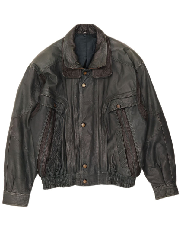 Vintage Mens Leather Jacket UK 40 Large Green