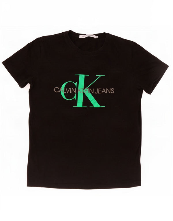 Calvin Klein Jeans Tricou cu grafic pentru femei Top UK 12 Medium Black Bumbac