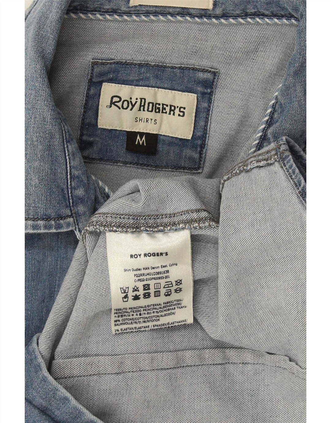 Roy Rogers Herren-Jeanshemd aus mittelblauer Baumwolle