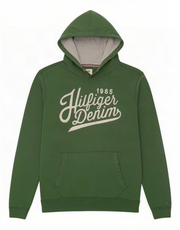 Maglione con cappuccio grafico da uomo Tommy Hilfiger 2XL cotone verde