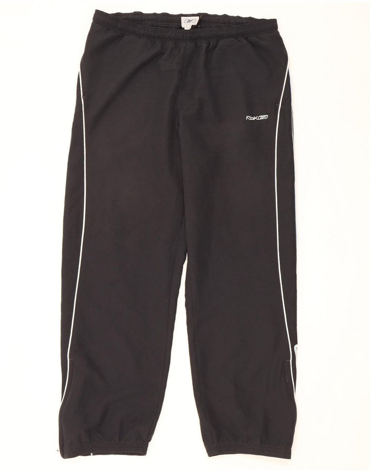 Reebok Mens Graphic Tracksuit Trousers Joggers Large  Black Polyester