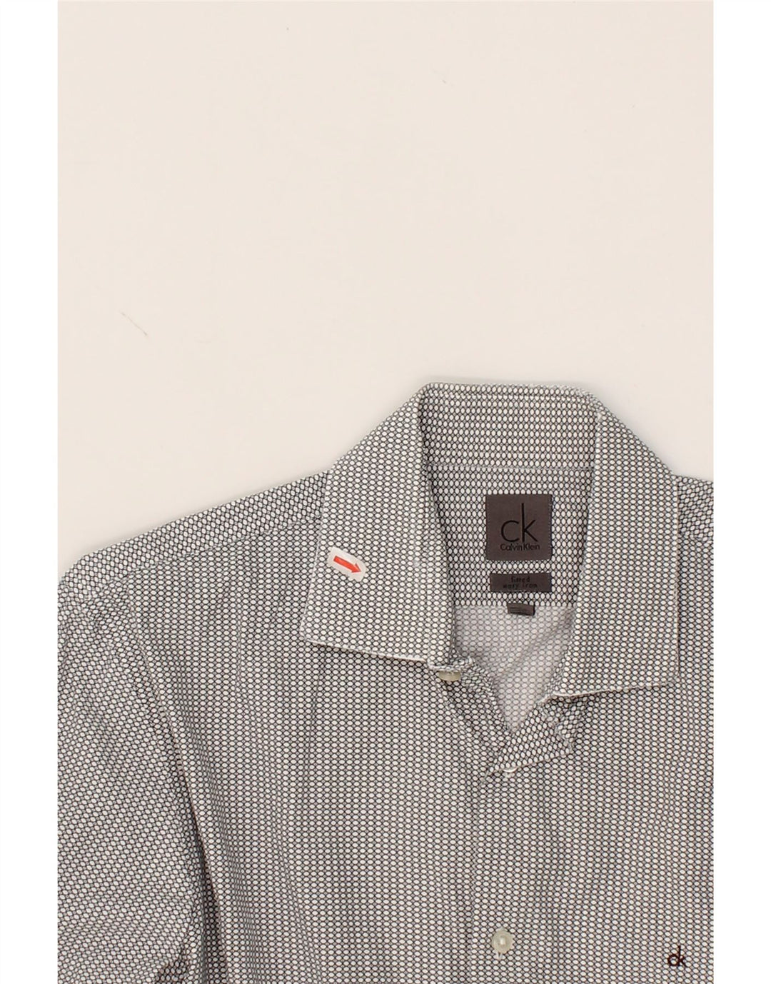 CALVIN KLEIN Mens Fitted Shirt Size 40 15 3/4 Medium Grey Spotted Cotton Vintage Calvin Klein and Second-Hand Calvin Klein from Messina Hembry 