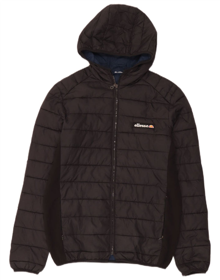 Ellesse Mens Hooded Padded Jacket UK 36 Small Black Nylon