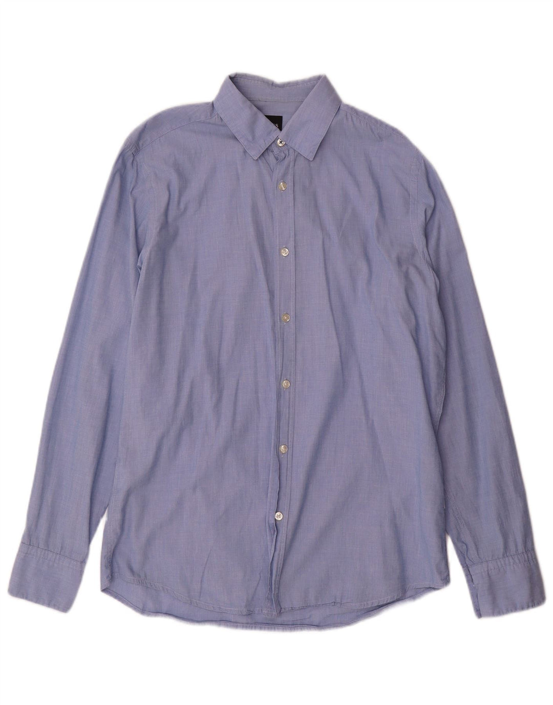 Camisa Hugo Boss Hombre Regular Fit Algodón Azul Medio