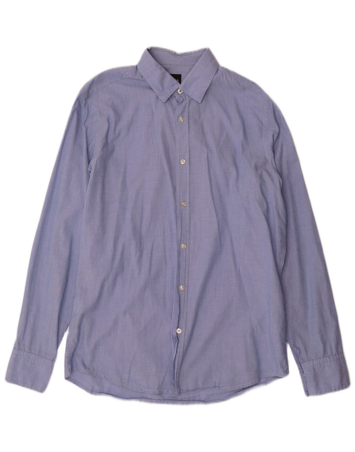 Camisa Hugo Boss Hombre Regular Fit Algodón Azul Medio