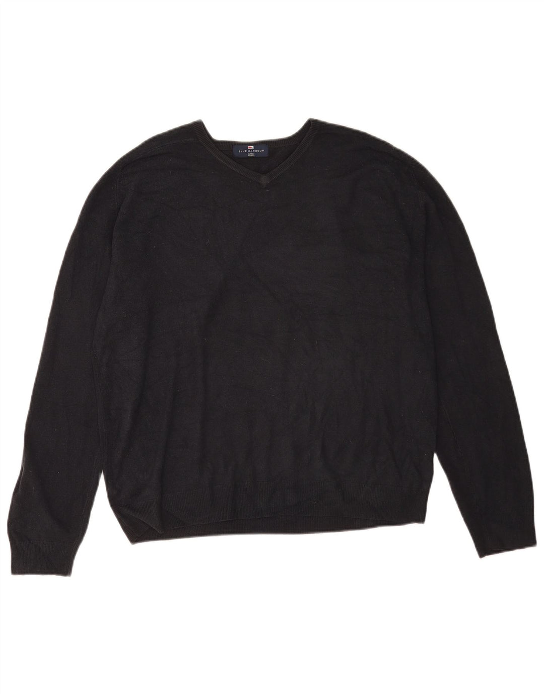 Marks & Spencer Mens Blue Harbour V-Neck Jumper Sweater Large Navy Acrylic
