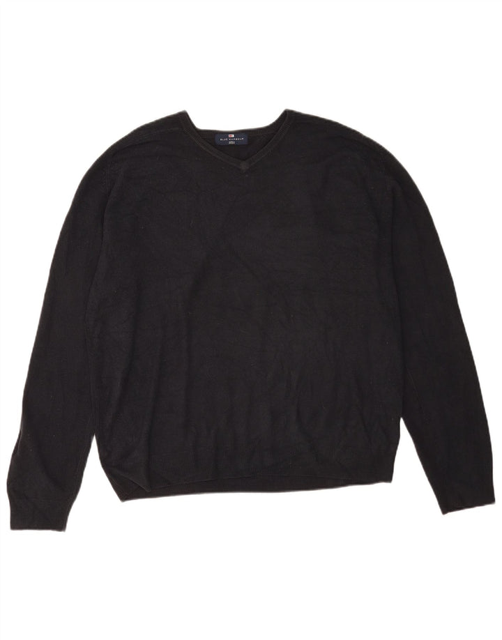 Marks & Spencer Mens Blue Harbour V-Neck Jumper Sweater Large Navy Acrylic
