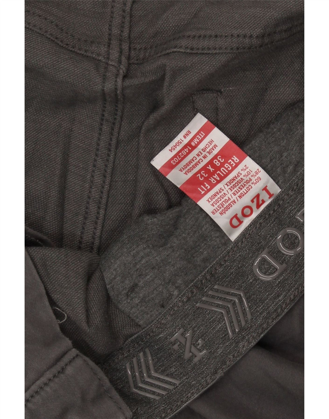 IZOD Mens Regular Fit Casual Trousers W38 L32 Grey Cotton Vintage Izod and Second-Hand Izod from Messina Hembry 