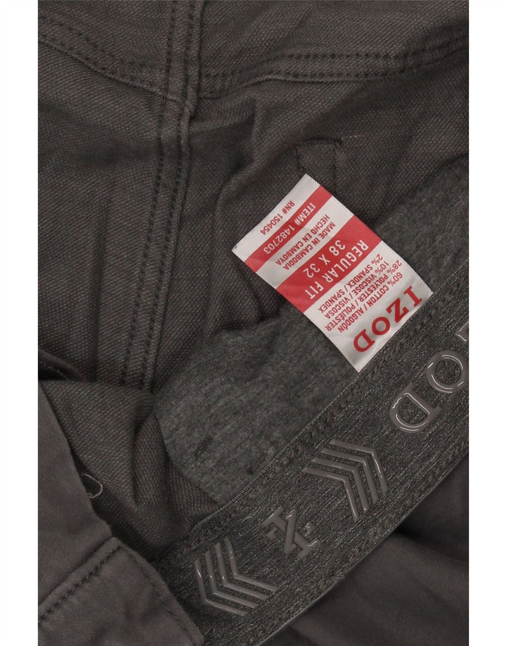 IZOD Mens Regular Fit Casual Trousers W38 L32 Grey Cotton Vintage Izod and Second-Hand Izod from Messina Hembry 