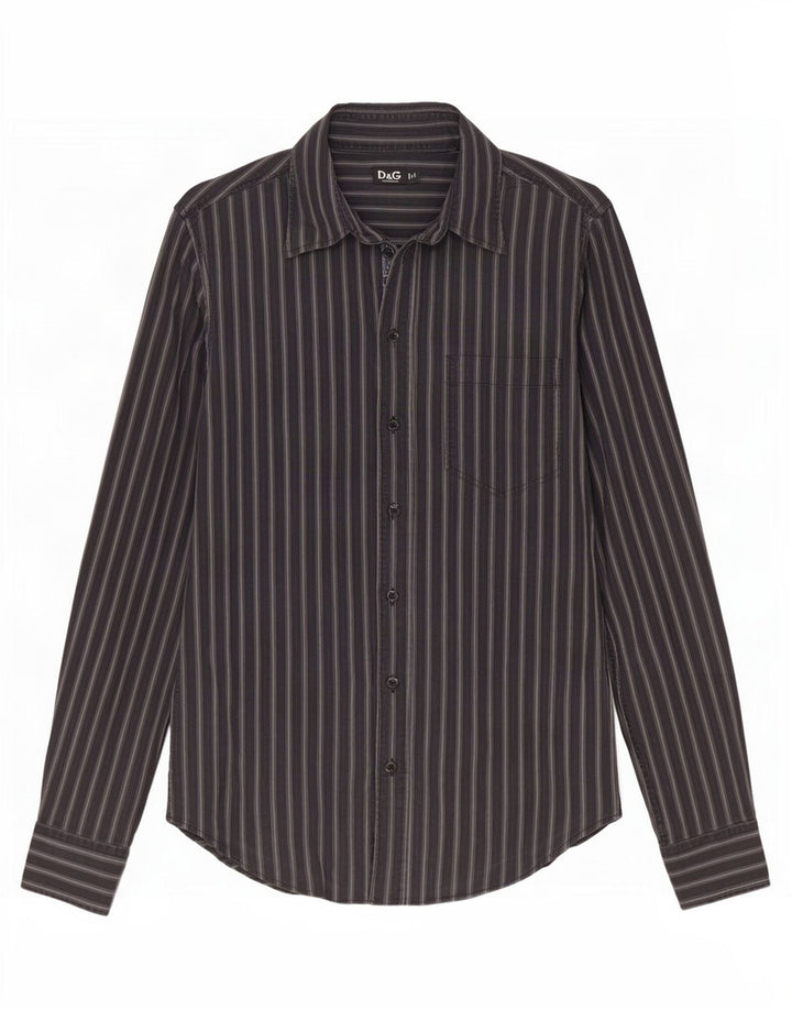 Dolce & Gabbana Herre Regular Fit Skjorte IT 48 Mellem marineblå stribet