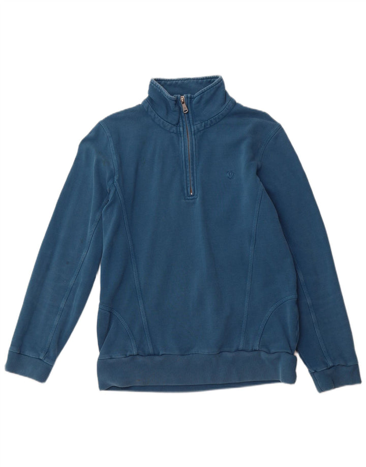 FAT FACE Mens Zip Neck Sweatshirt Jumper Medium Blue Cotton
