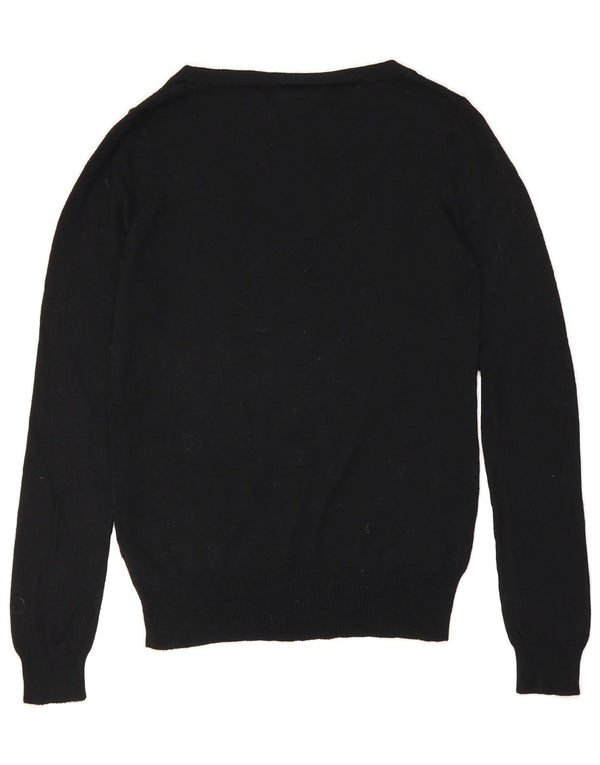 MOSSIMO Womens V-Neck Jumper Sweater UK 10 Small Black Nylon