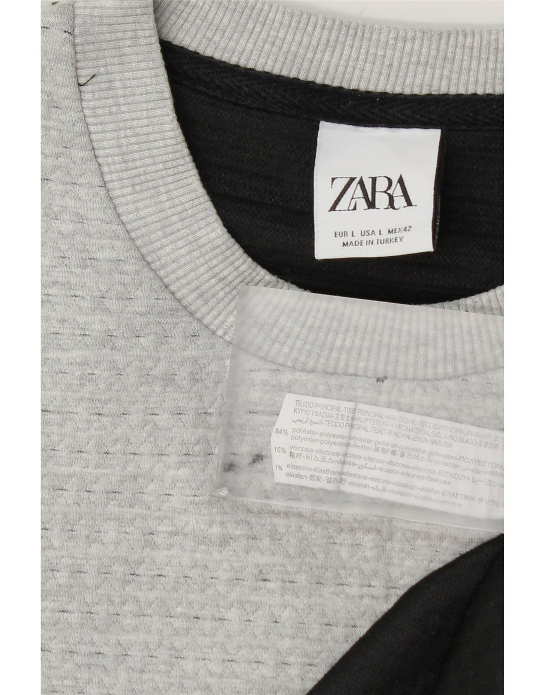 Zara Herre trøjetrøje med rund hals, stor grå farveblok polyester