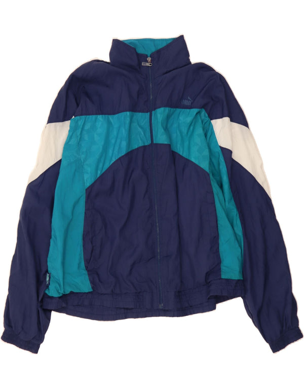PUMA Mens Tracksuit Top Jacket XL Navy Blue Colourblock Nylon