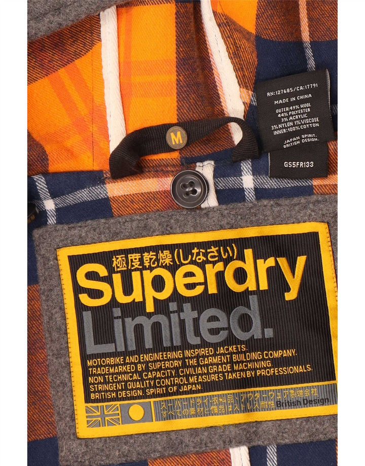 Superdry Womens Hooded Duffle Coat UK 12 Medium Grey Wool
