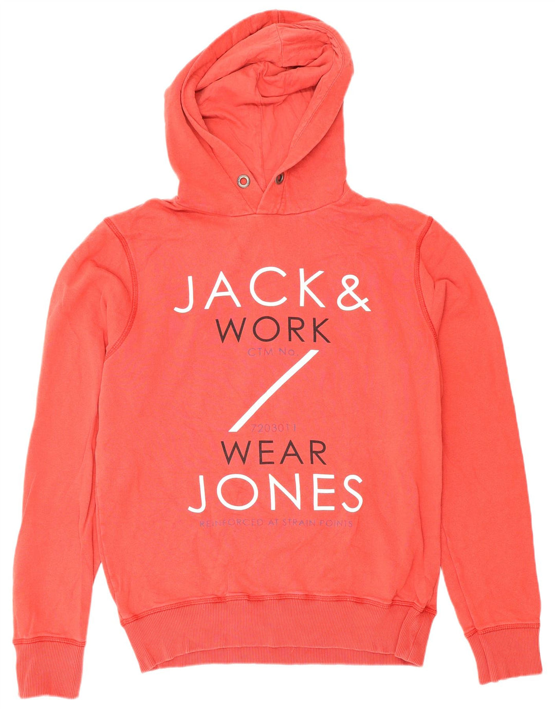 Jack & Jones Mens Graphic Hoodie Jumper Medium Red Cotton