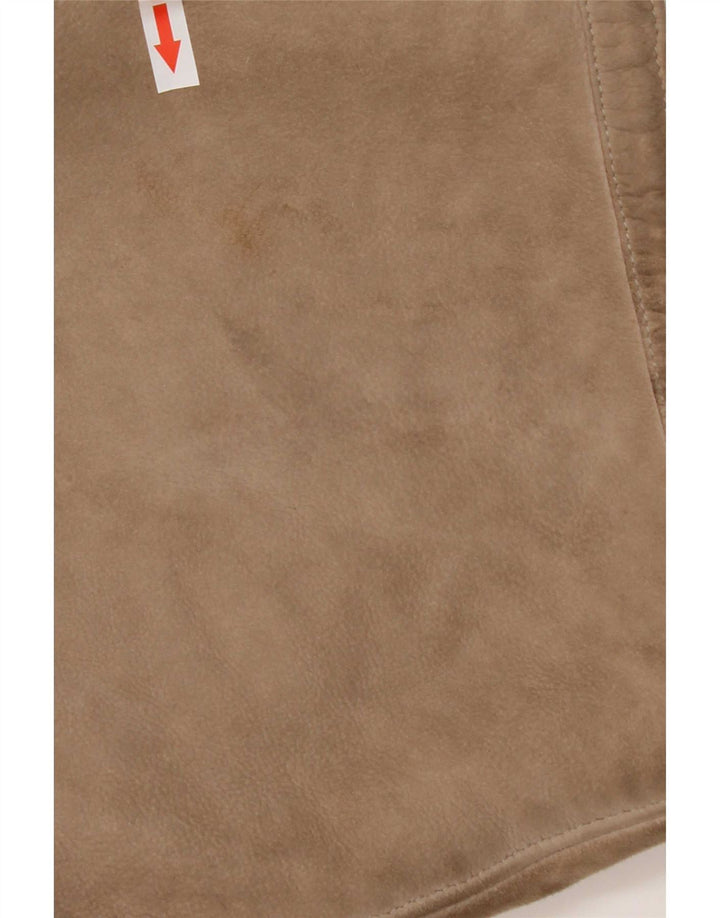 vintage Femmes 3/4 Manches Shearling Coat UK 14 Beige Moyen