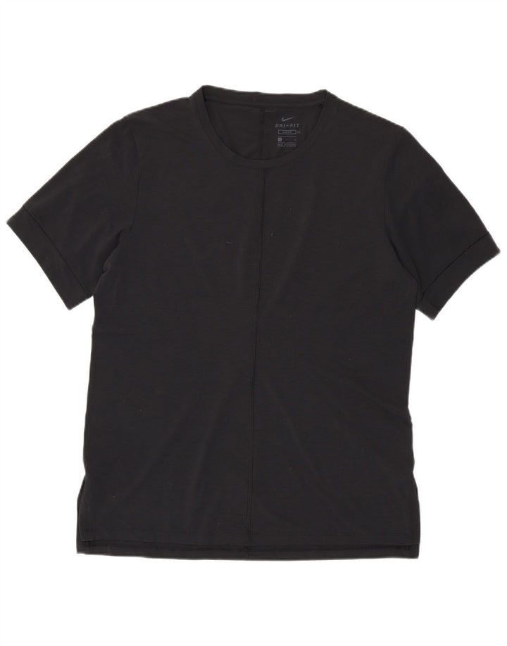 NIKE Mens Dri Fit Slim Fit T-Shirt Top Large Black Polyester