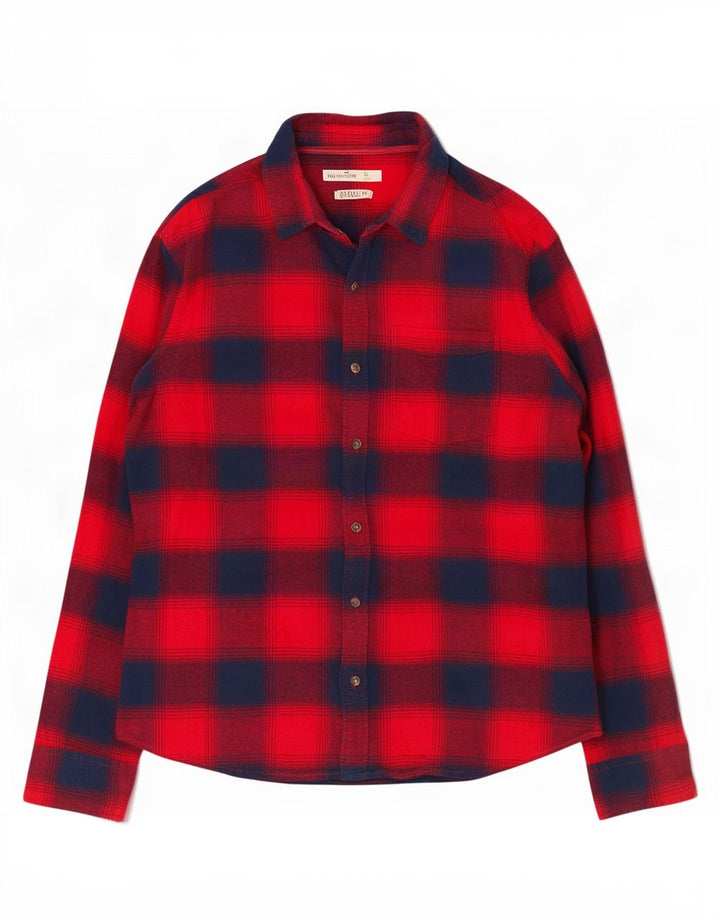 Hollister Mens Flannel Shirt XL Red Check Cotton