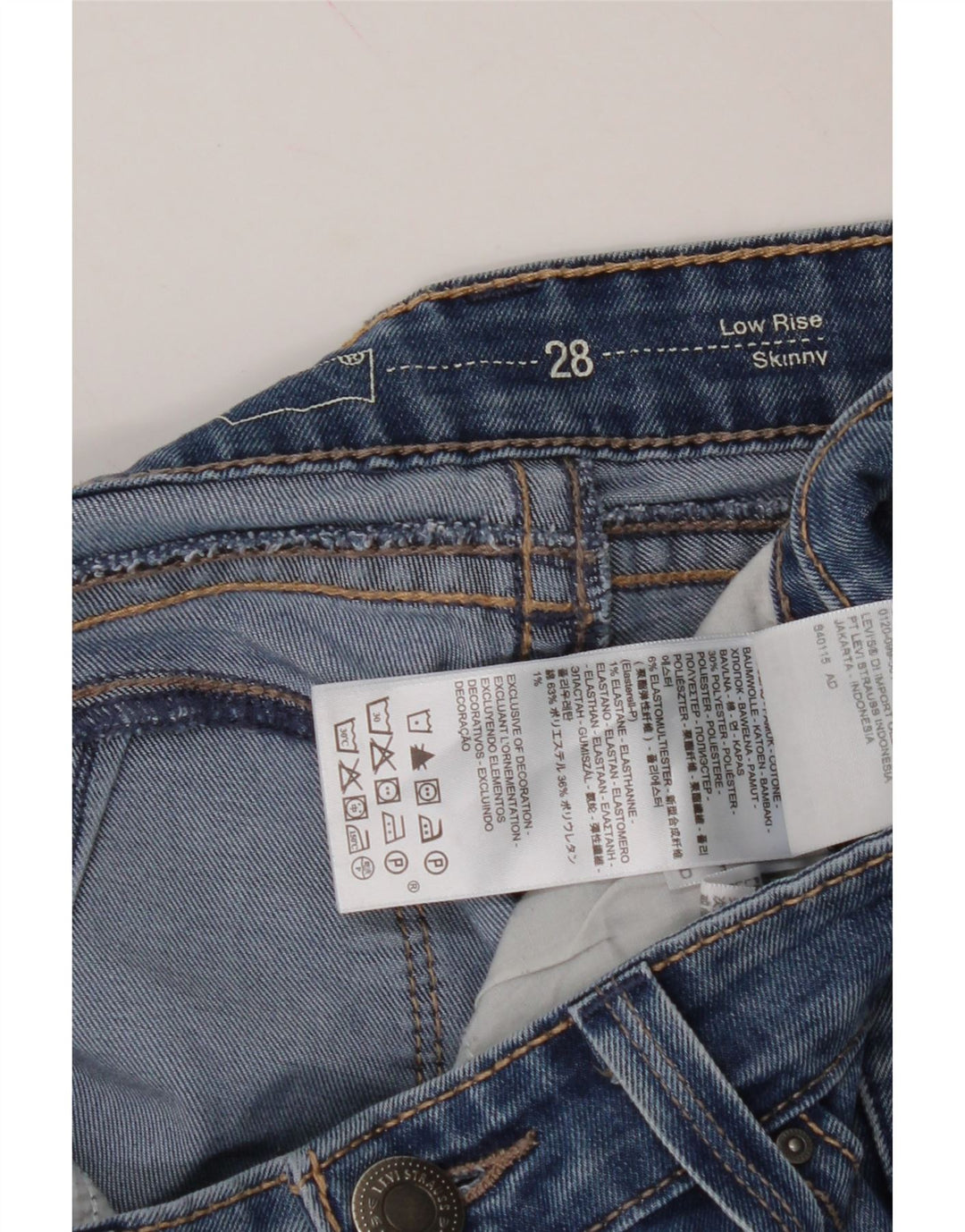 LEVI'S Womens Skinny Jeans  W28 L32 Blue Cotton Vintage Levi's and Second-Hand Levi's from Messina Hembry 