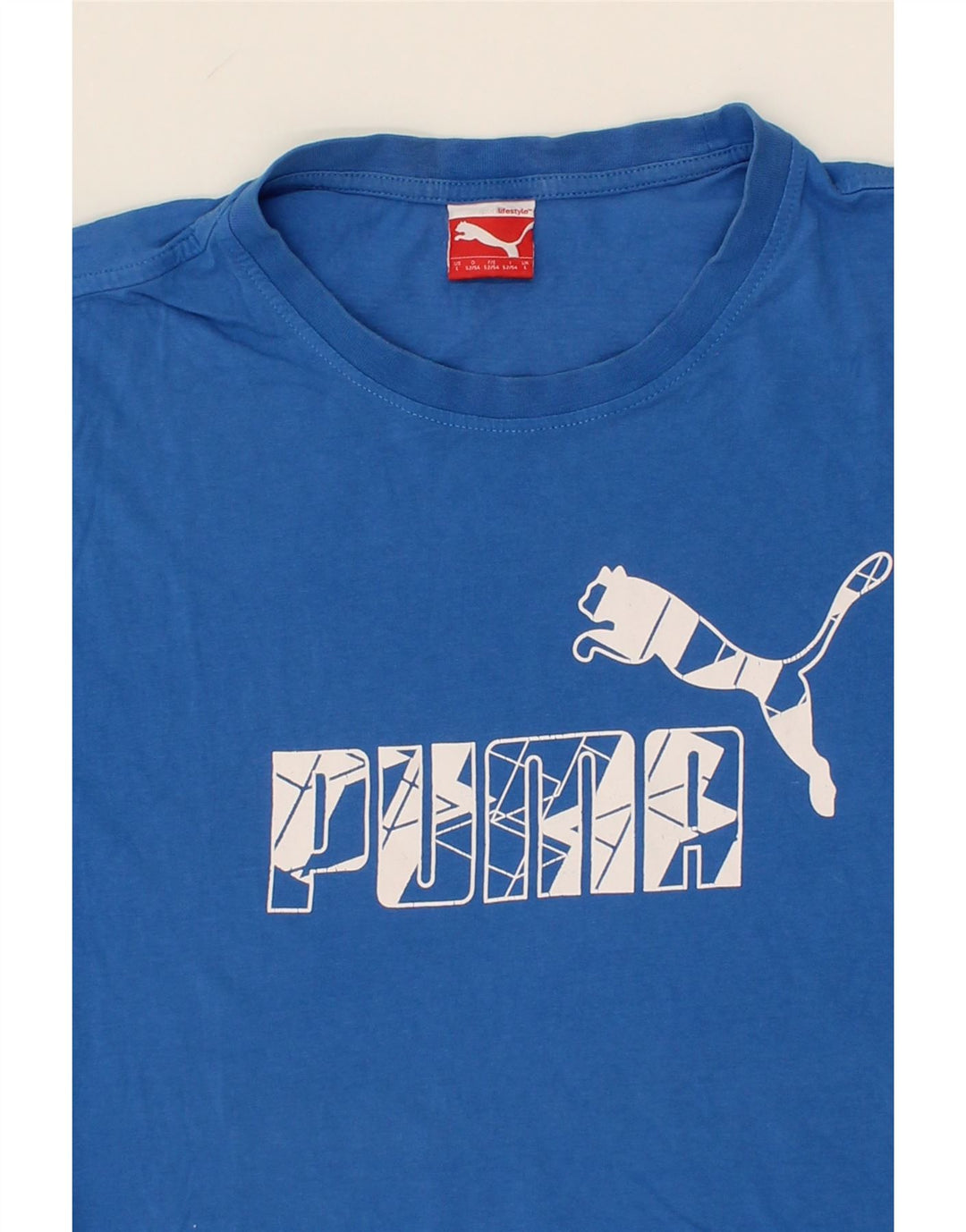 PUMA Mens Graphic T-Shirt Top Large Blue Cotton Vintage Puma and Second-Hand Puma from Messina Hembry 