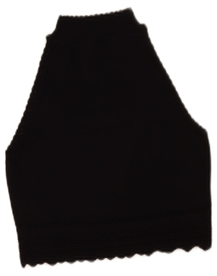 Zara Womens Crop Vest Tank Top UK 8 Small Black