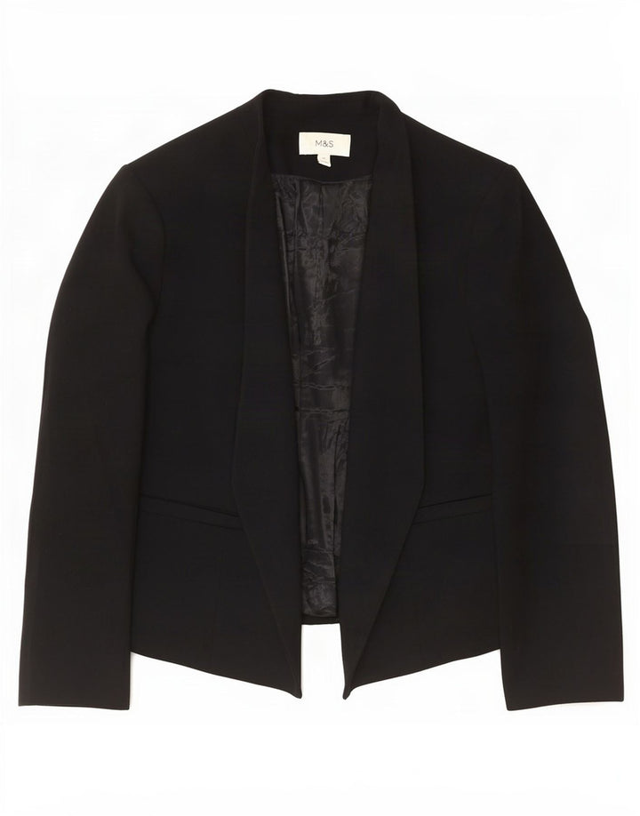 Jaqueta Blazer aberta feminina Marks & Spencer Reino Unido 16 grande poliéster preto