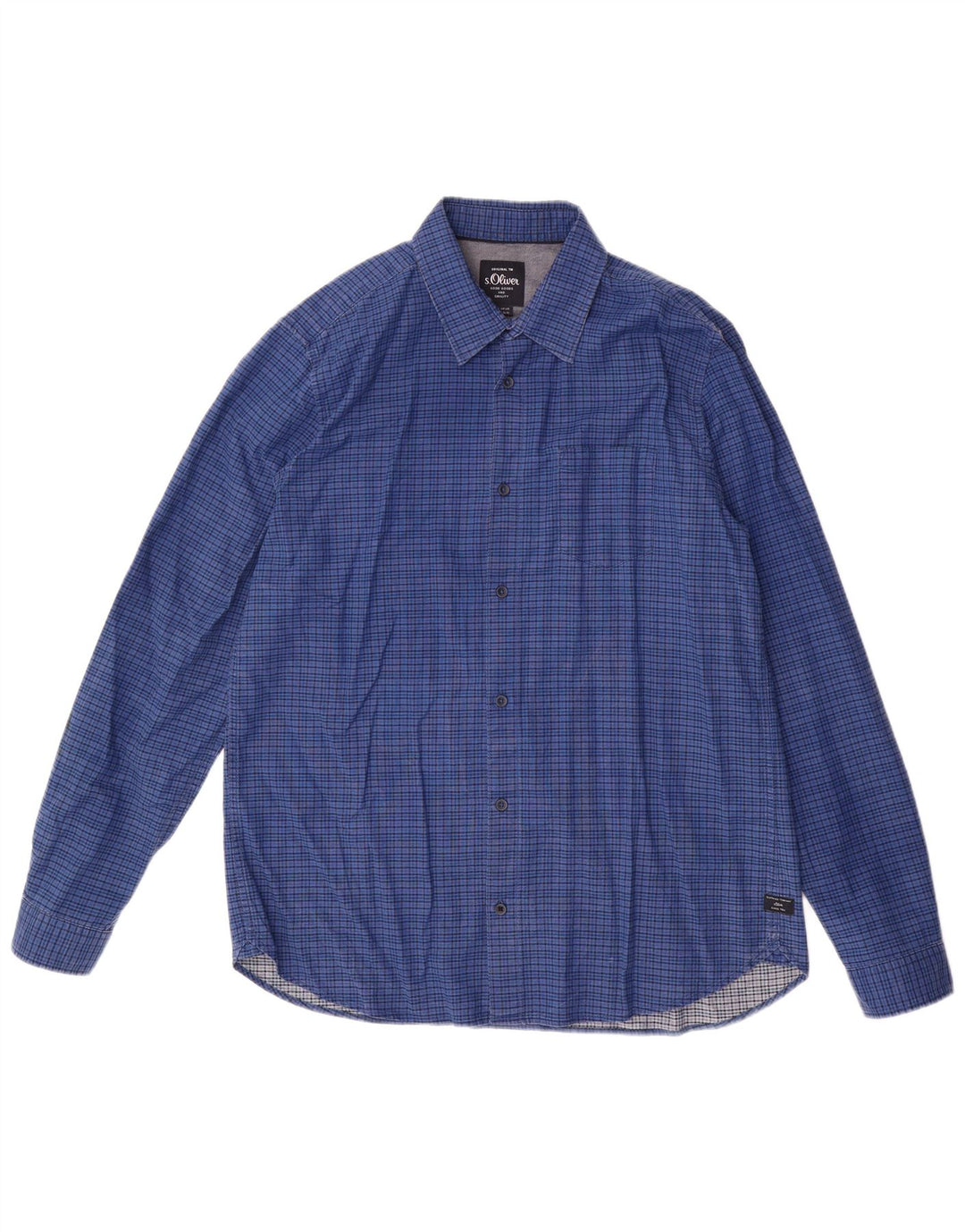 S.Oliver Camisa Hombre XL Azul Cuadros Algodón