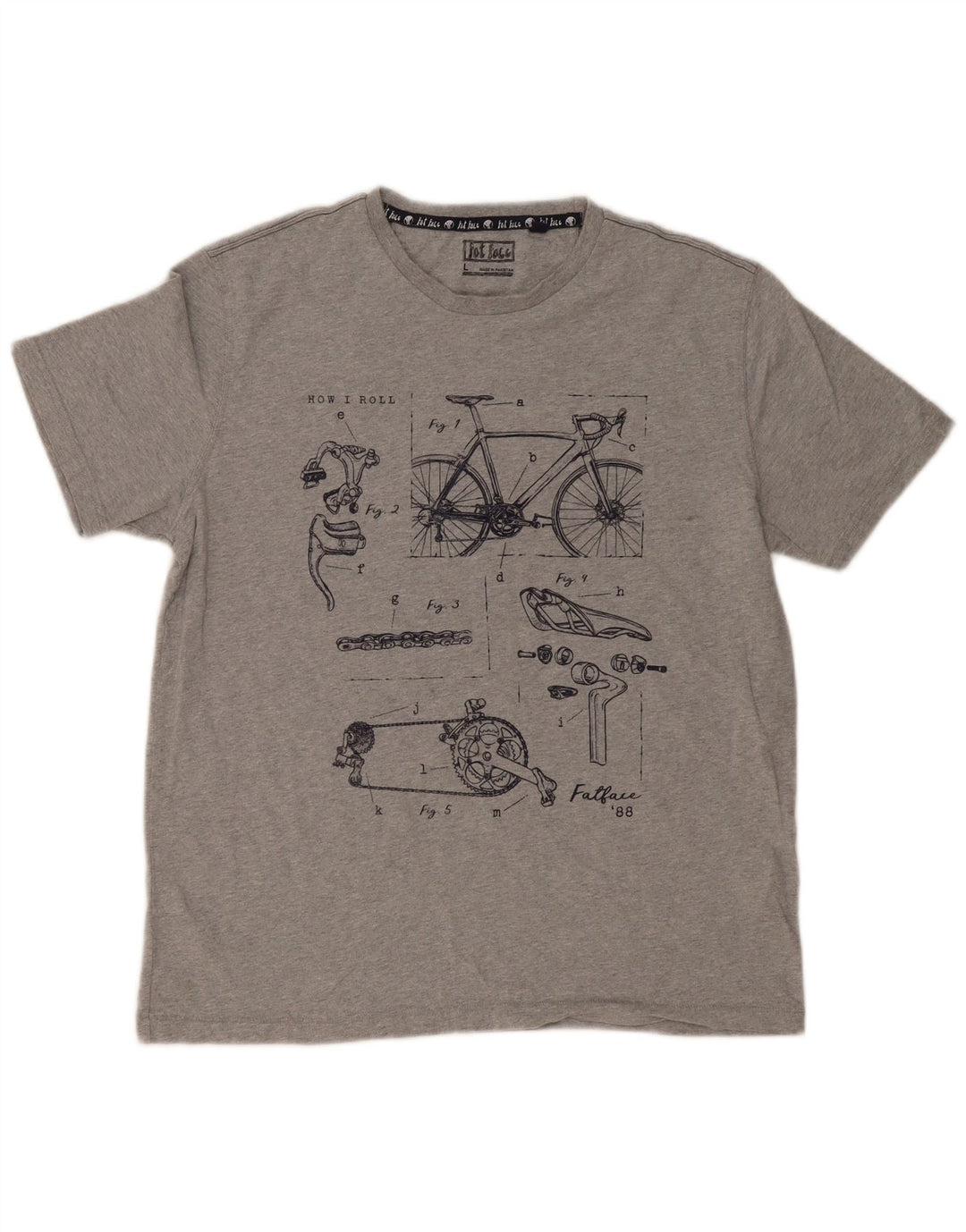 Fat Face Mens Graphic T-Shirt Top Large Grey Flecked Cotton