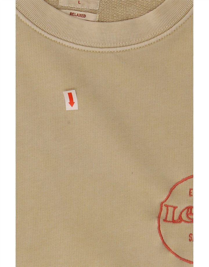 LEVI'S Mens Relaxed Fit Sweatshirt Jumper Large Beige Cotton Vintage Levi's and Second-Hand Levi's from Messina Hembry 
