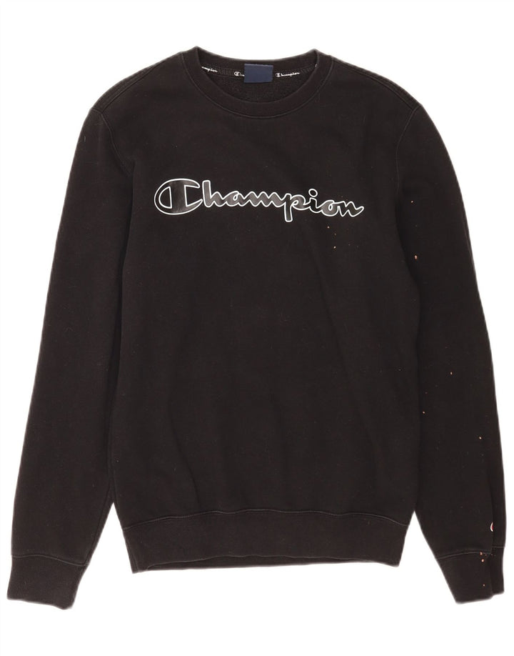 Champion Mens Graphic Sweatshirt Jumper XS Black Cotton