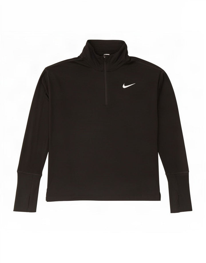 Мужской пуловер с воротником на молнии Nike Dri Fit, маленький черный полиэстер