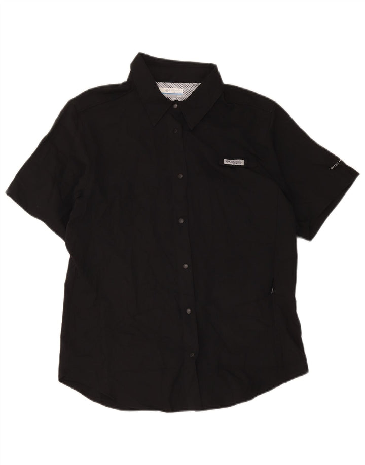 Columbia Womens Omni-Shade Short Sleeve Shirt UK 14 Medium Black Polyester