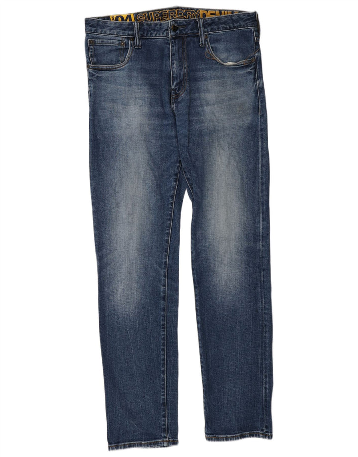 Superdry Mens Slim Jeans W32 L34 Blue Cotton