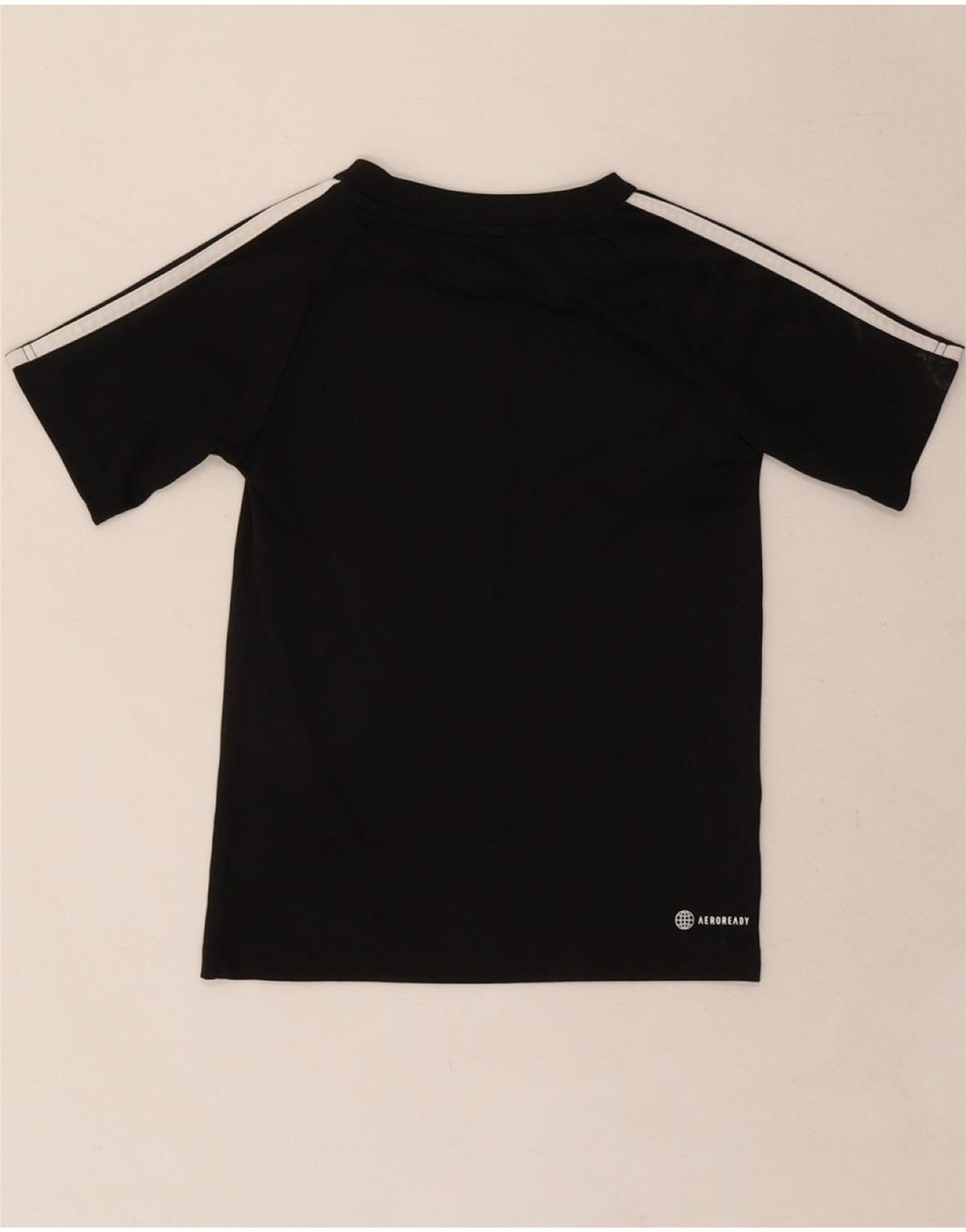 ADIDAS Boys Aeroready T-Shirt Top 7-8 Years Black Polyester