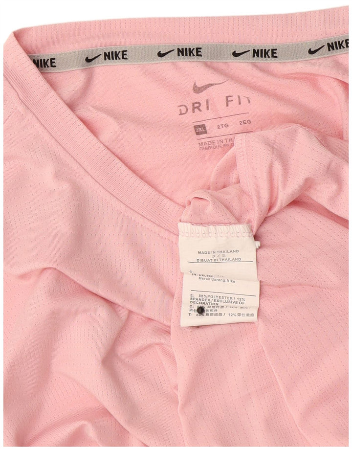 T-shirt Nike Dri Fit da uomo 2XL rosa poliestere