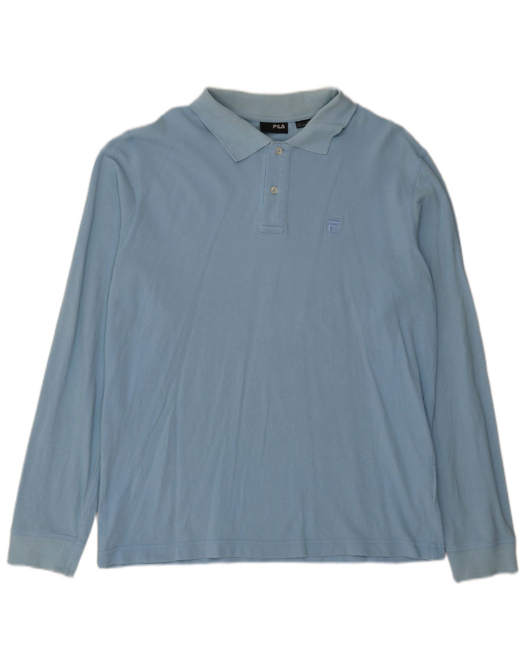 Fila Mens Long Sleeve Polo Shirt Large Blue Cotton