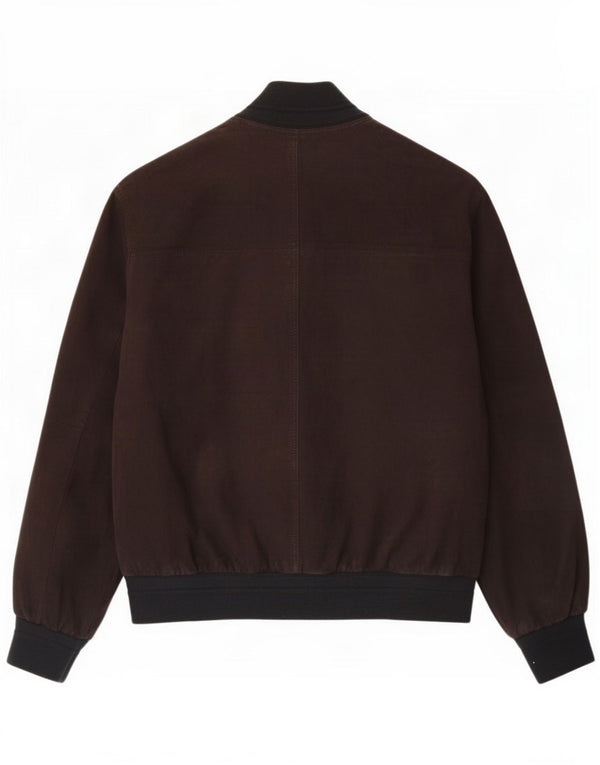 Vintage Mens Suede Bomber Jacket IT 54 2XL Brown Colourblock Leather