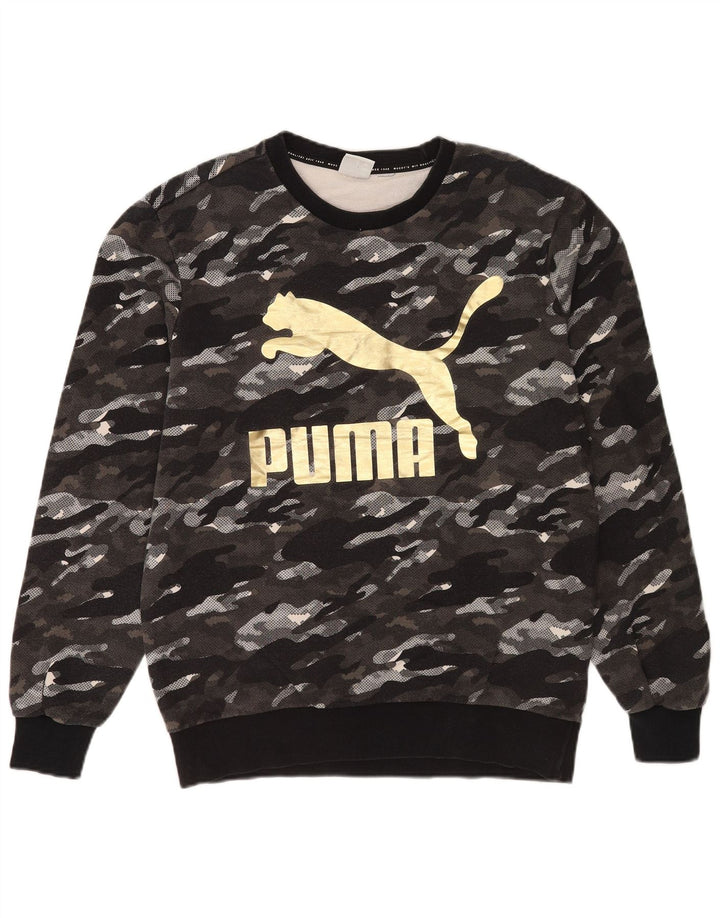 Puma Mens Graphic Sweatshirt Jumper Medium Grey Camouflage
