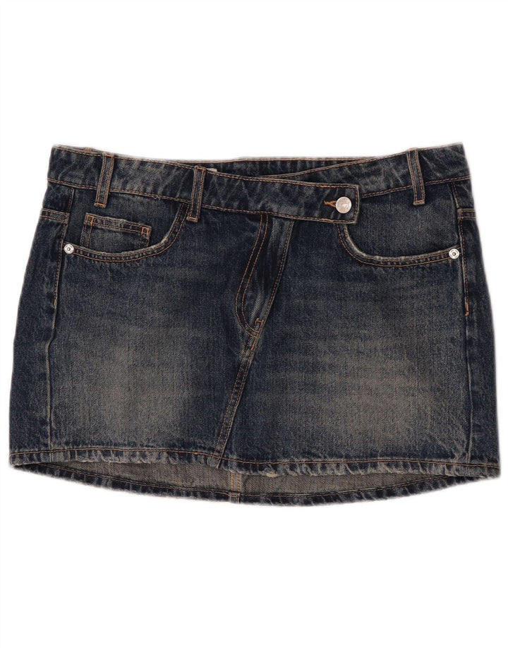 Zara Dame Mini Denim Nederdel Stor W30 Marineblå Bomuld