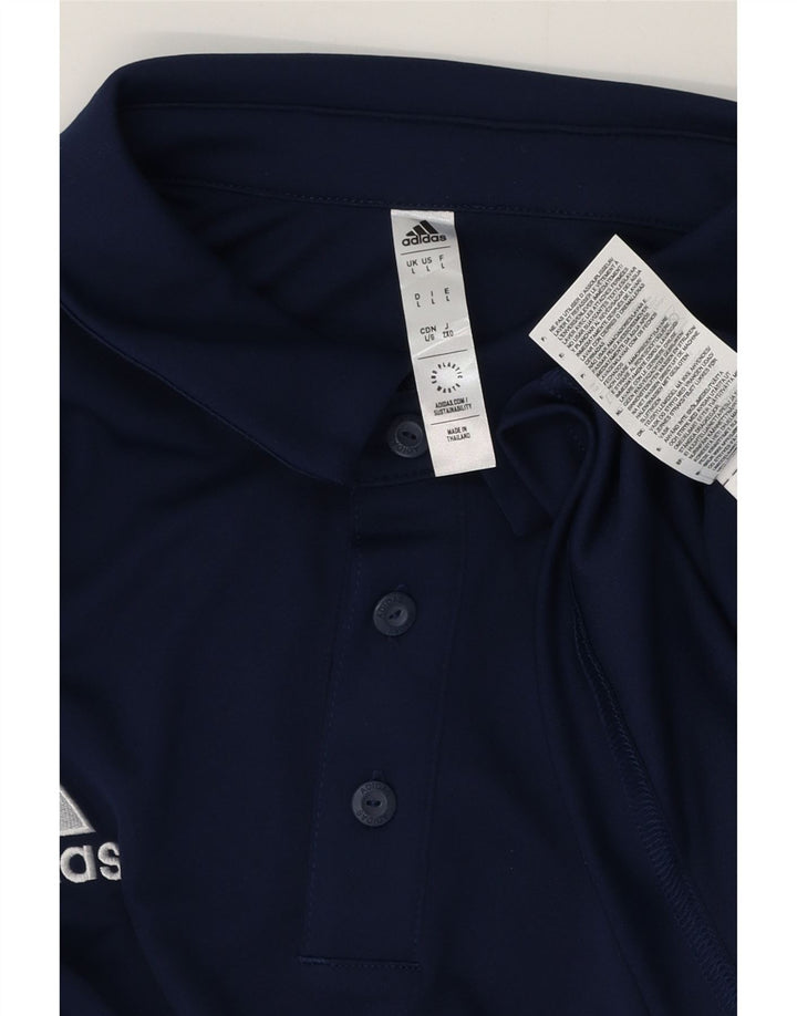 Adidas Mens Aeroready Polo Shirt Large Navy Blue Polyester