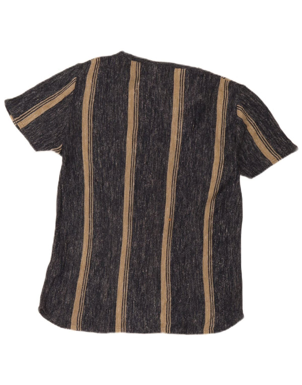 Zara Homme T-Shirt Top Petit Gris Rayé Acrylique