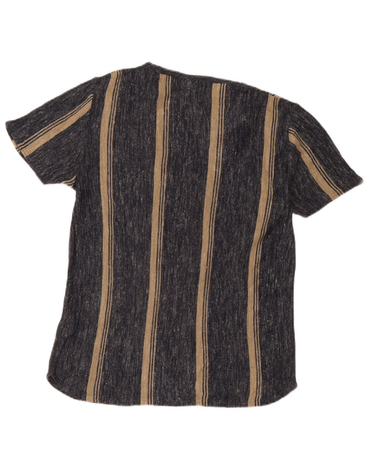 Zara Mens T-Shirt Top Small Grey Striped Acrylic