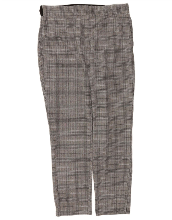 Zara Pantalon de costume droit pour femme Large W32 L28 Gris à carreaux Polyester