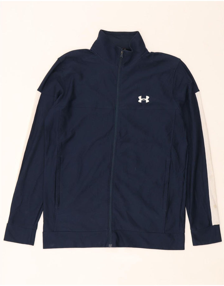 Under Armour Mens Tracksuit Top Jacket Medium Navy Blue Colourblock