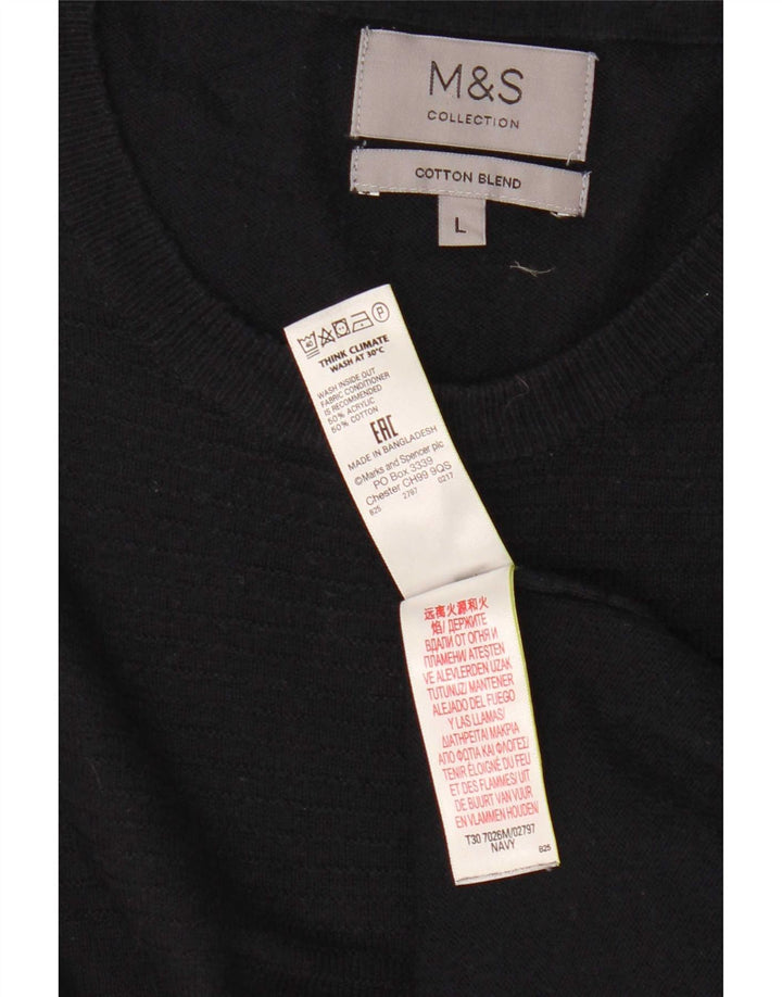 Maglione maglione girocollo da uomo Marks & Spencer grande acrilico blu navy